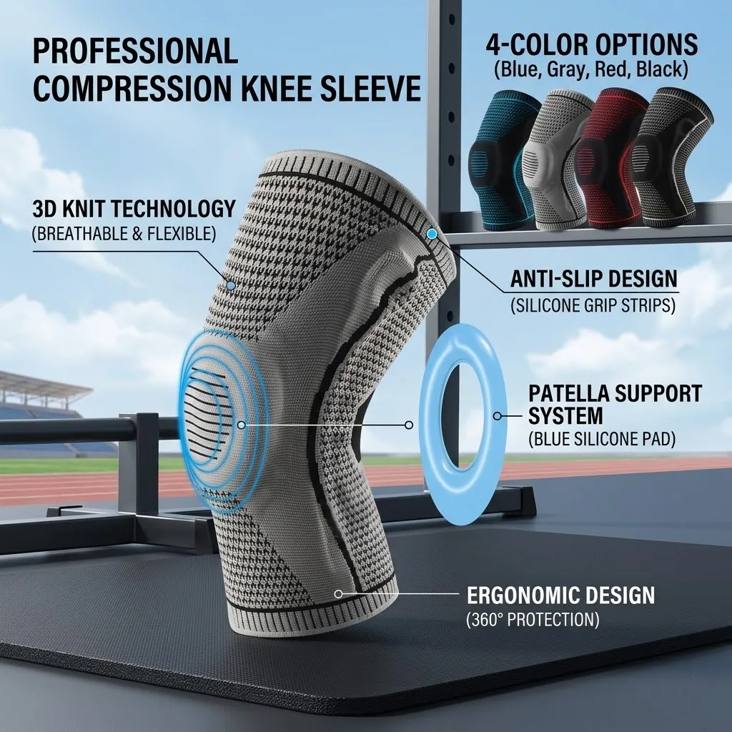 Volleyball Knee Pad - Elastic Silicone Knee Brace Nylon Sports